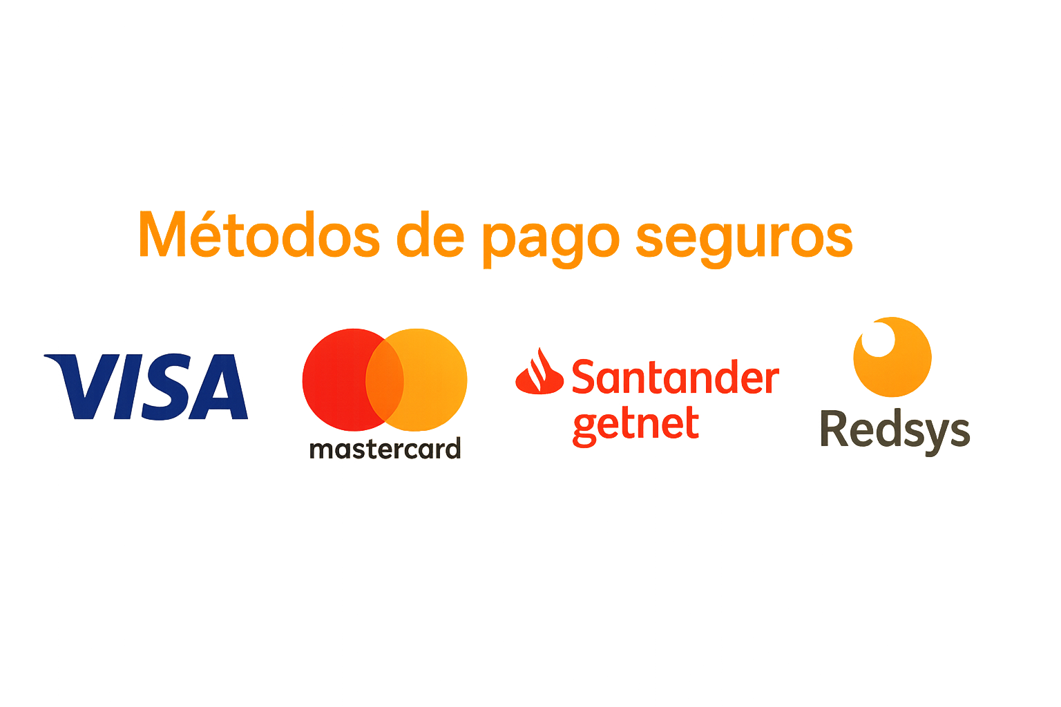 Pagos seguros con Visa, Mastercard, Santander Getnet y Redsys